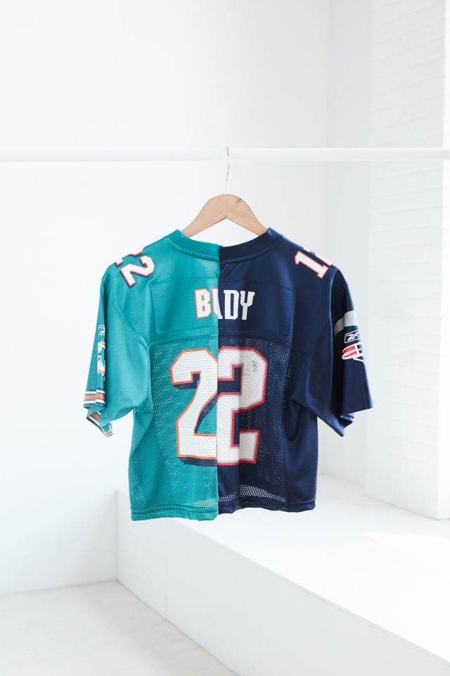 One-Of-A-Kind New England Patriots + Miami Dolphins 12 Spliced Football  Jersey