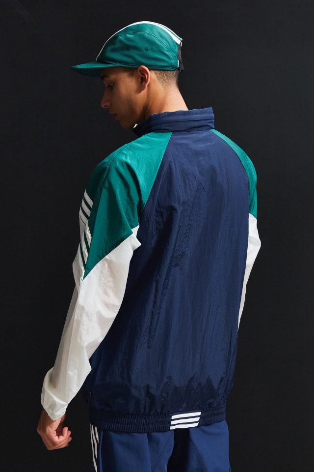 Adidas blue green & 2025 white lightweight track jacket