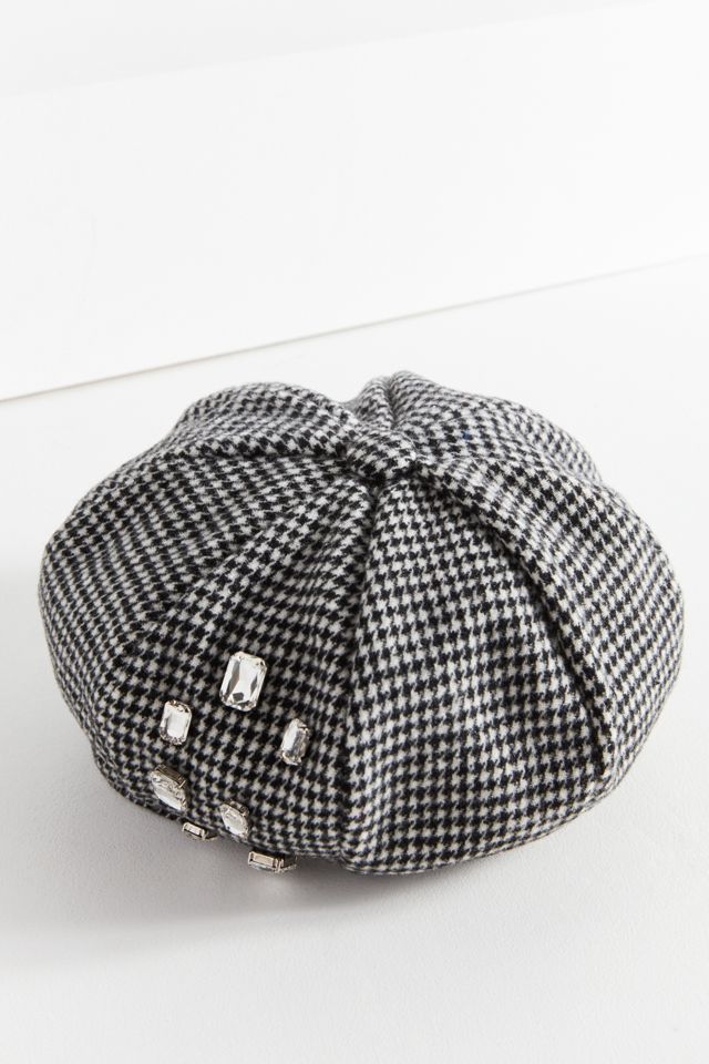 Embellished Houndstooth Beret #1