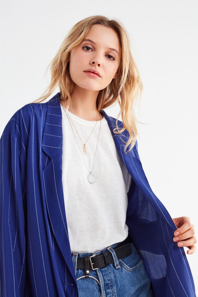 Silence + Noise Pinstripe Long Blazer #4