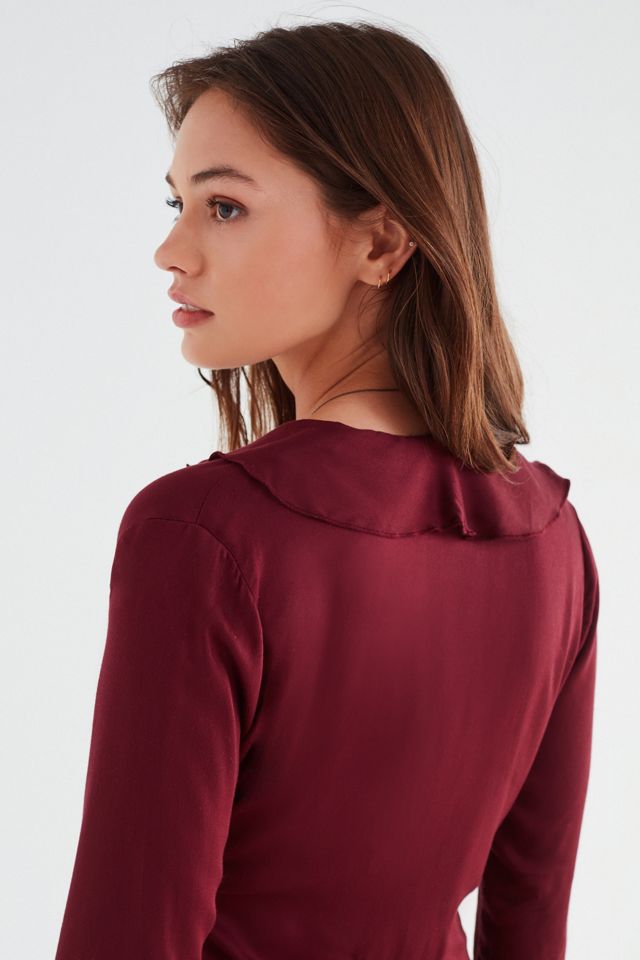 UO Long Sleeve Ruffle Wrap Dress #2