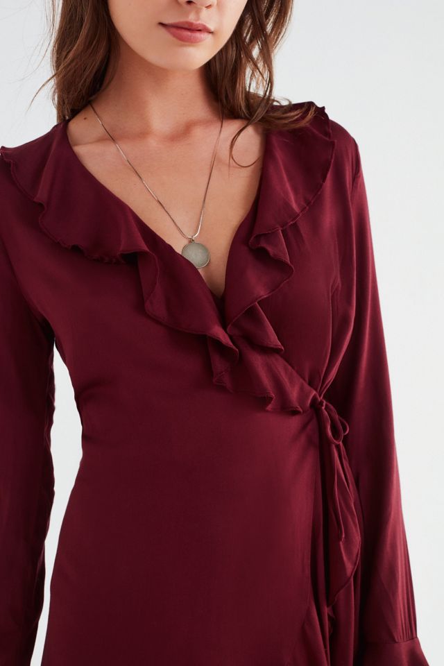 UO Long Sleeve Ruffle Wrap Dress #4