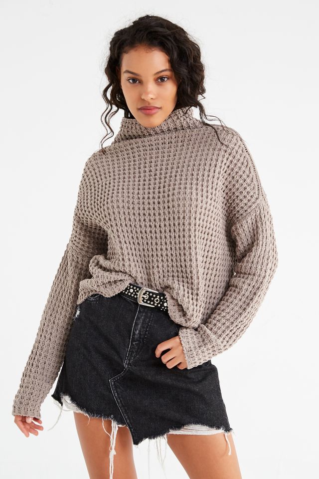 UO Waffle Knit Turtleneck Sweater Urban Outfitters