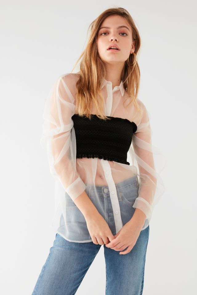 UO Ray Organza Button-Down Shirt #4