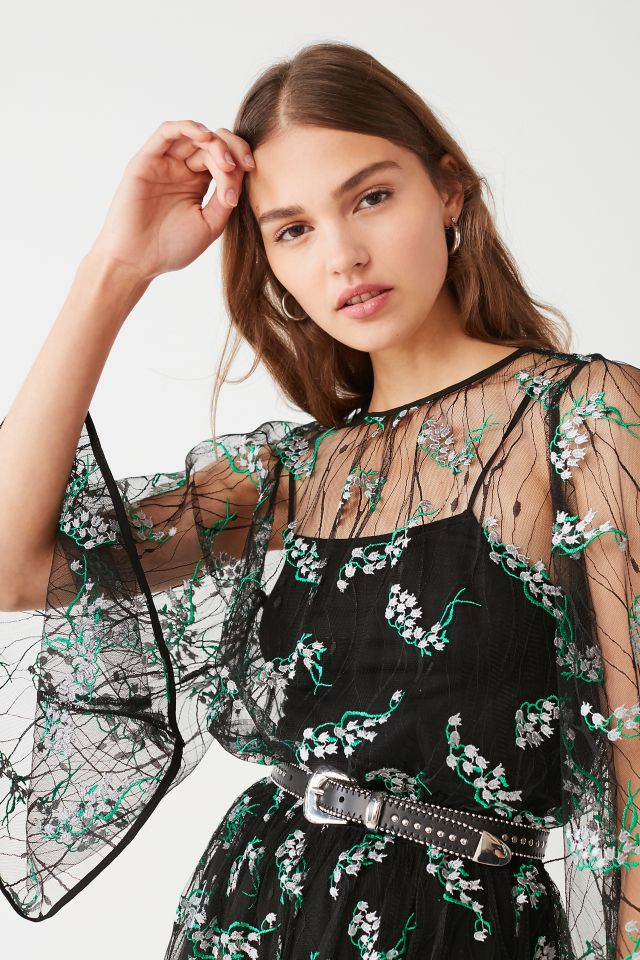 UO Embroidered Floral Mesh Romper #2