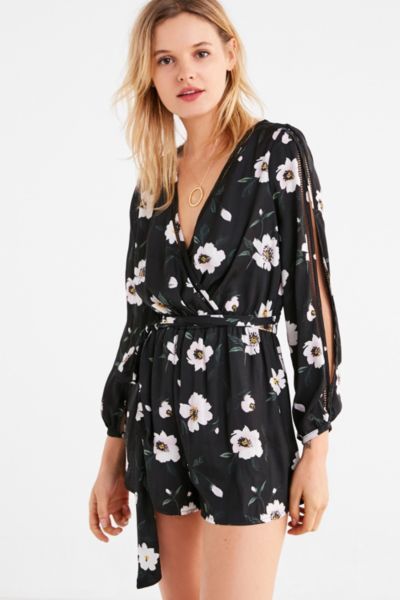 UO Sugar Magnolia Wrap Romper | Urban Outfitters