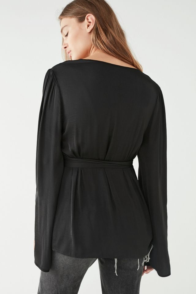 UO Slit Long Sleeve Wrap Blouse #1