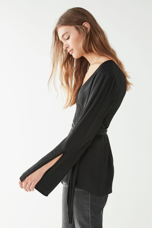 UO Slit Long Sleeve Wrap Blouse #3
