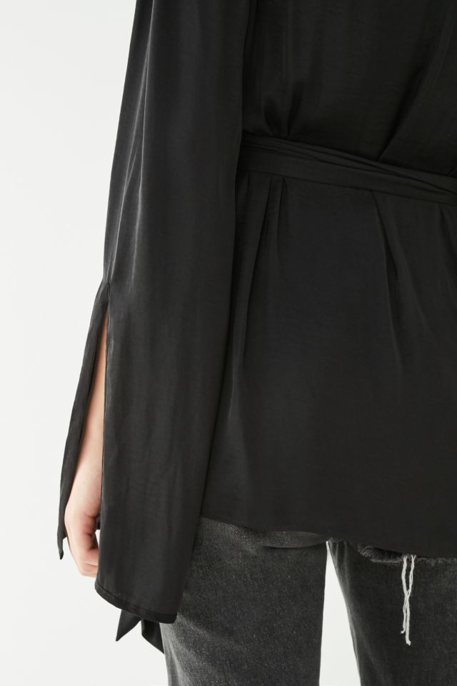 UO Slit Long Sleeve Wrap Blouse #4