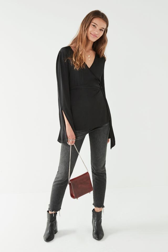 UO Slit Long Sleeve Wrap Blouse #5