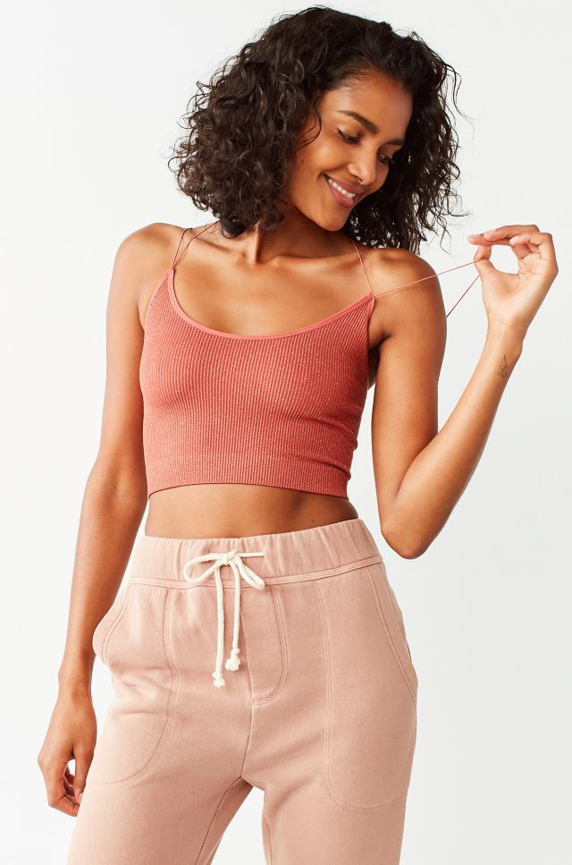 NEW URBAN OUTFITTERS CROP TOP XL BROWN TAN VIOLETTA SEAMLESS CUTOUT BRA  TANK NWT