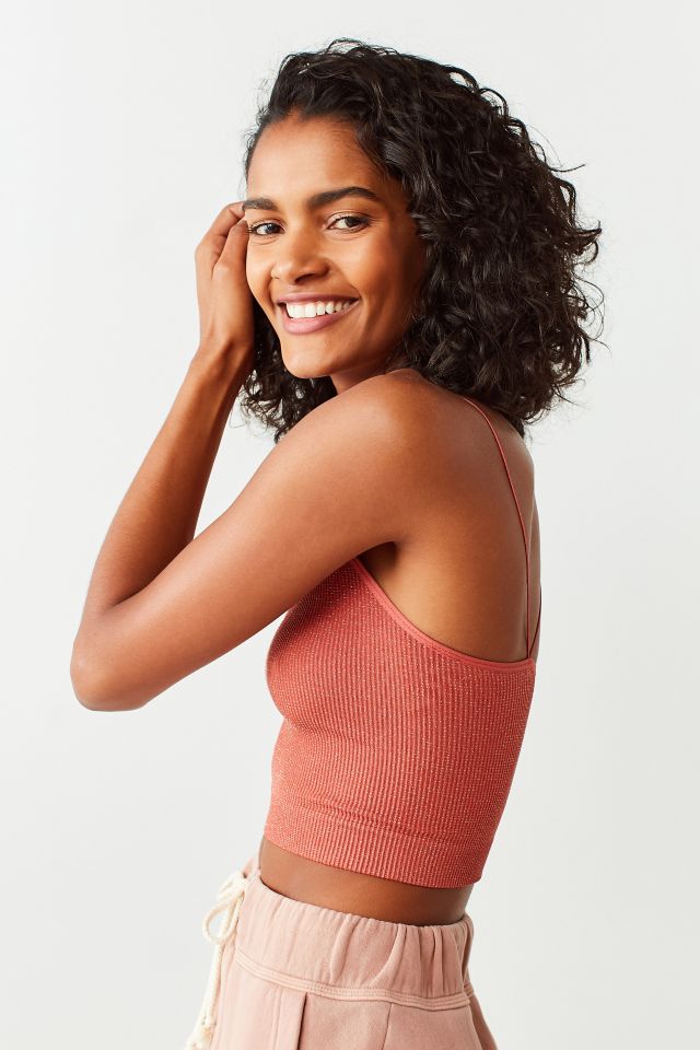 NEW URBAN OUTFITTERS CROP TOP XL BROWN TAN VIOLETTA SEAMLESS CUTOUT BRA TANK  NWT