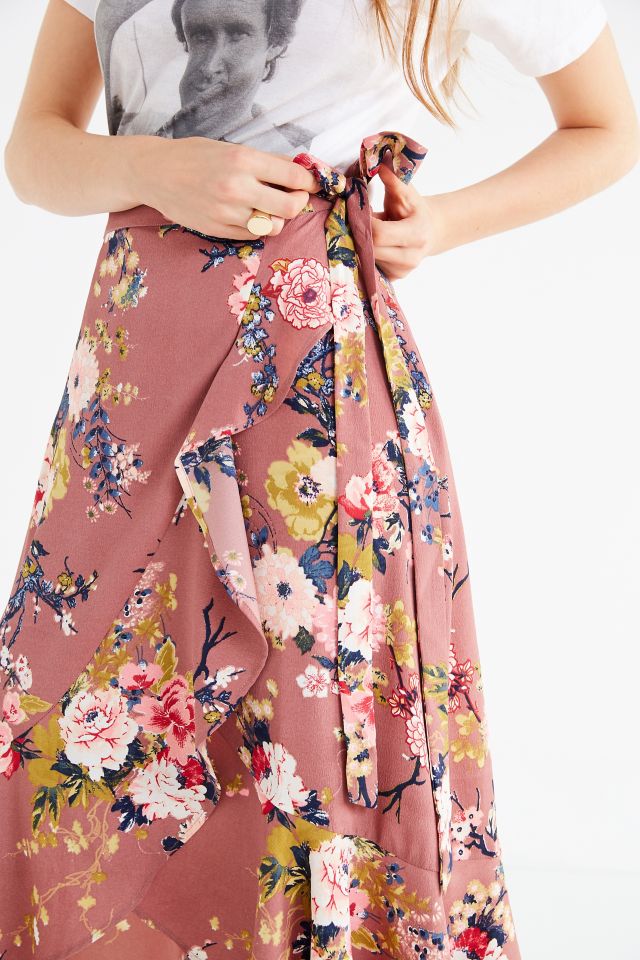 Jupe midi portefeuille à fleurs et à volants BOG Collective #3
