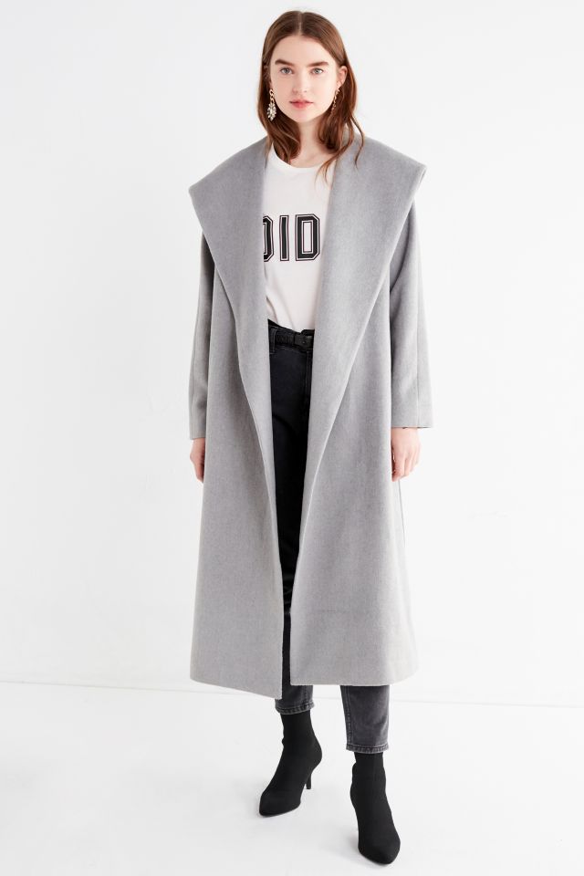 Long manteau en laine à capuche UO #4