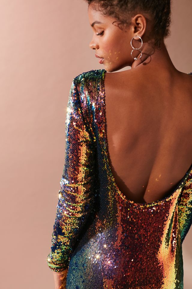 Mini Dress Long Sleeve Rainbow Shimmer Dress Motel Gabby Sequin Mini Dress  Urban Outfitters