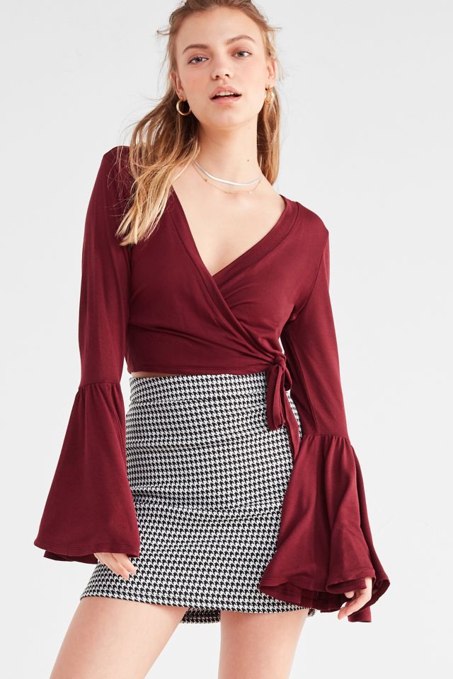 UO Celeste Bell-Sleeve Wrap Top | Urban Outfitters