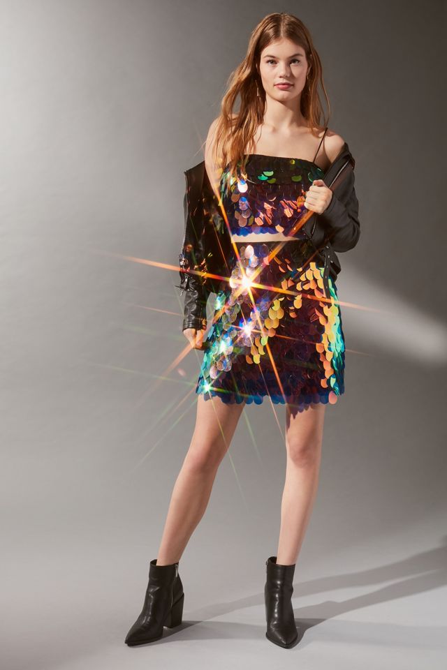 Motel Cadence Oversized Sequin Cropped Top #1