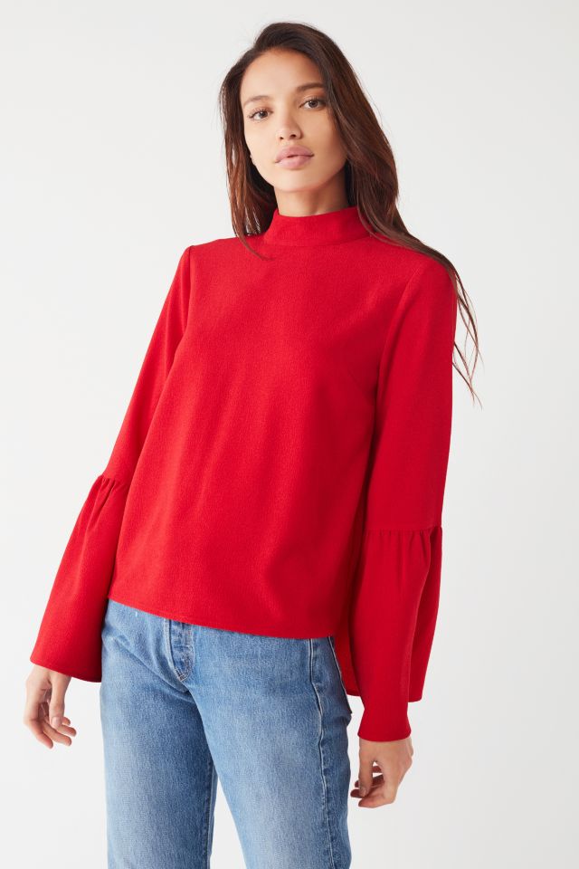 UO Mock-Neck Bell Sleeve Blouse #2