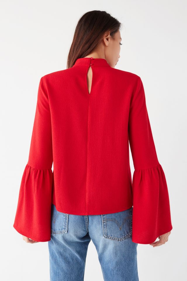 UO Mock-Neck Bell Sleeve Blouse #4