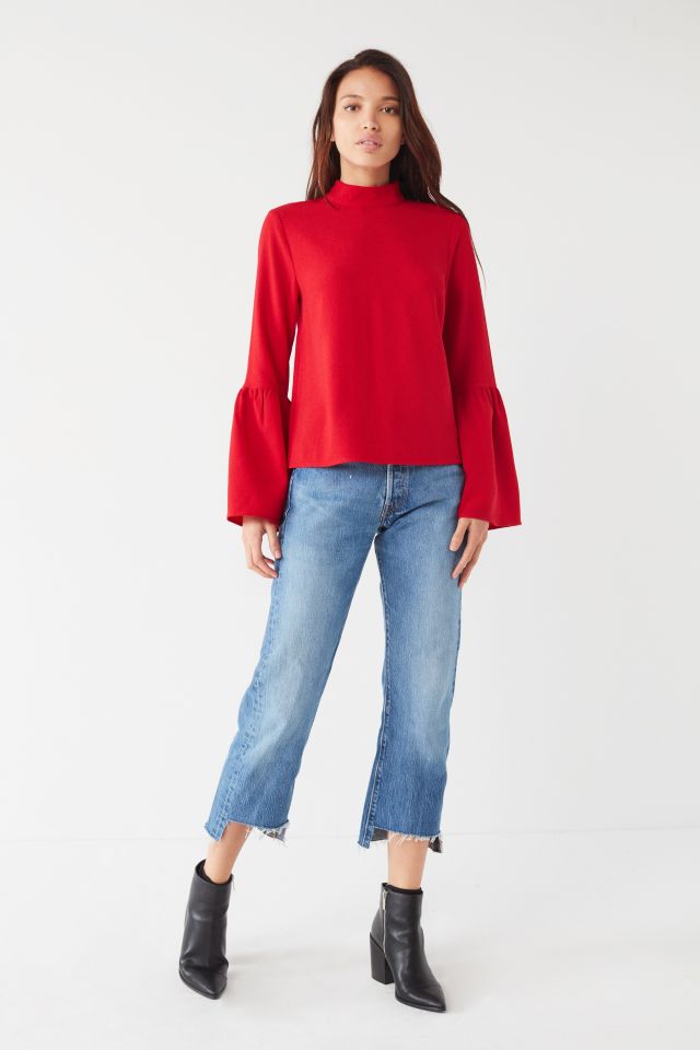 UO Mock-Neck Bell Sleeve Blouse #5