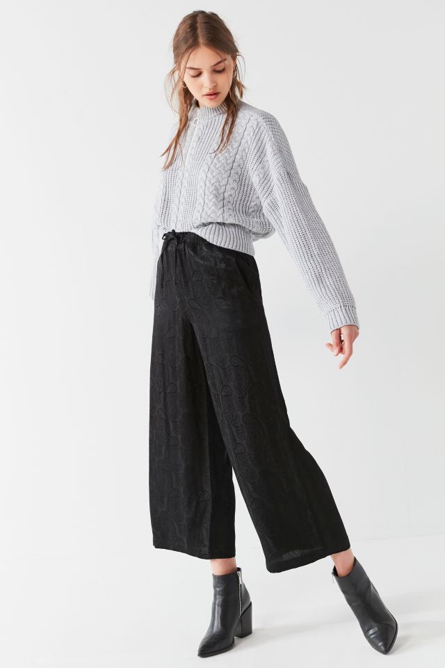 Light Before Dark Paisley Satin Culotte Pant | Urban Outfitters