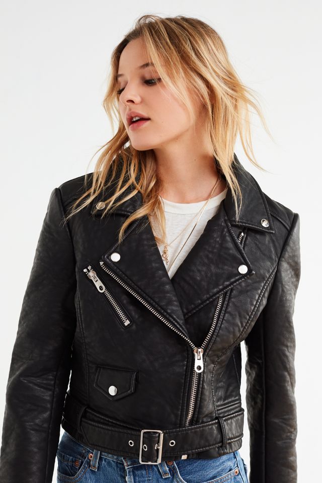 UO Pebbled Faux Leather Moto Jacket #4