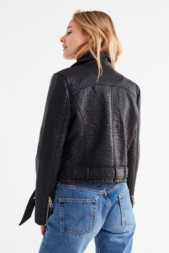 UO Pebbled Faux Leather Moto Jacket #5