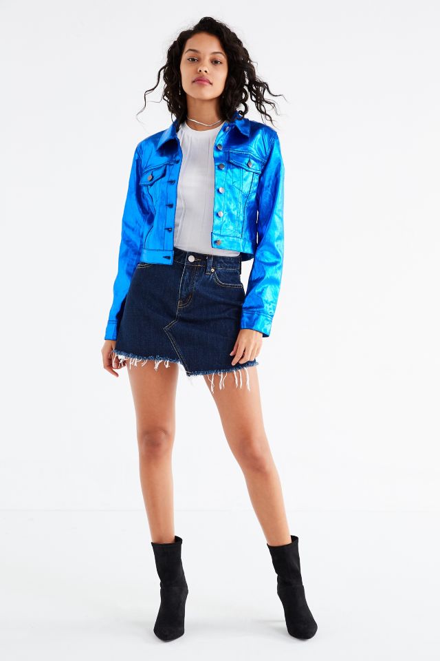 UO Ziggy Metallic Fitted Trucker Jacket #1