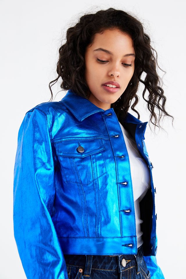UO Ziggy Metallic Fitted Trucker Jacket #3