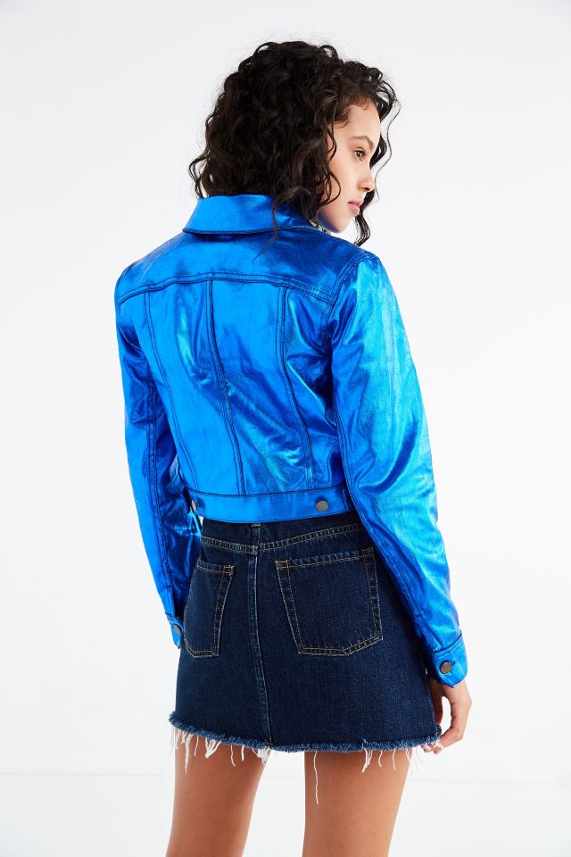 UO Ziggy Metallic Fitted Trucker Jacket #5