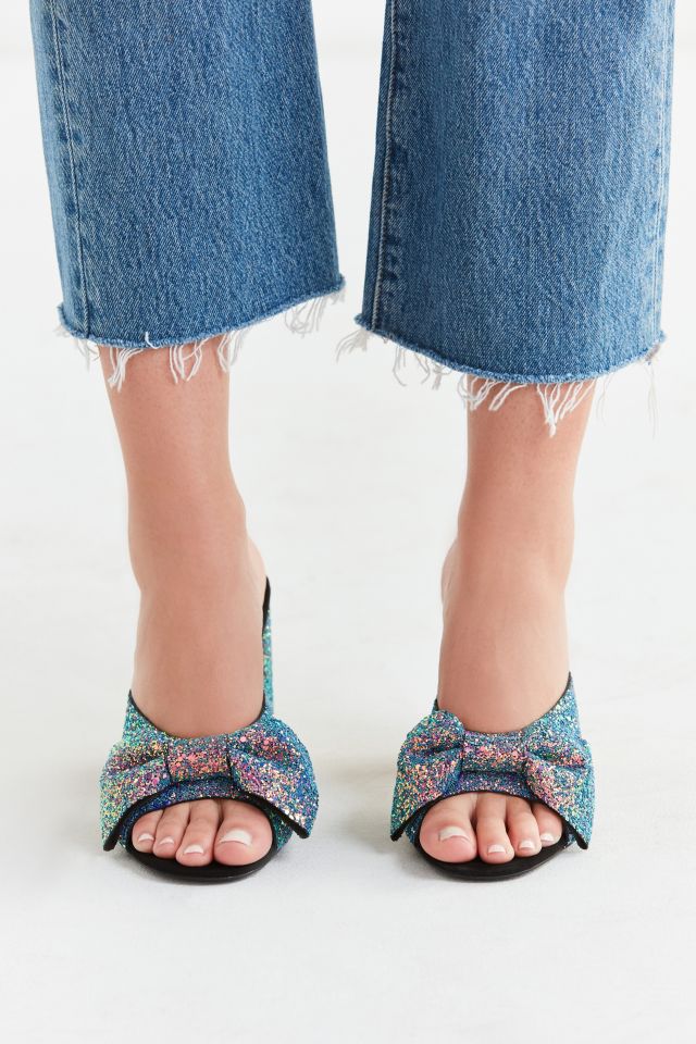 Rita Glitter Bow Mule Heel #4