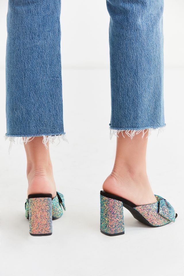 Rita Glitter Bow Mule Heel #5