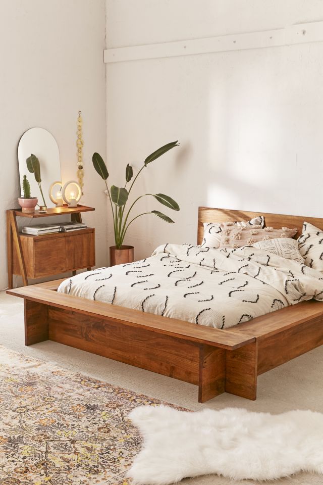 Boho wood store bed frame