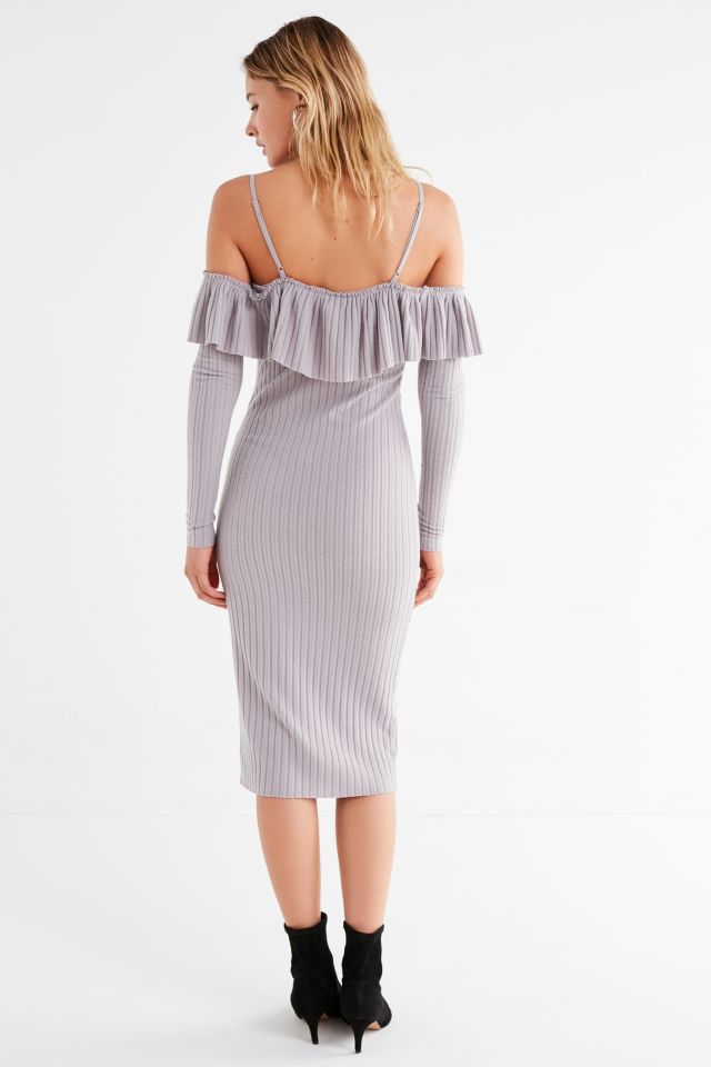 UO Leah Off-The-Shoulder Ruffle Bodycon Midi Dress #1