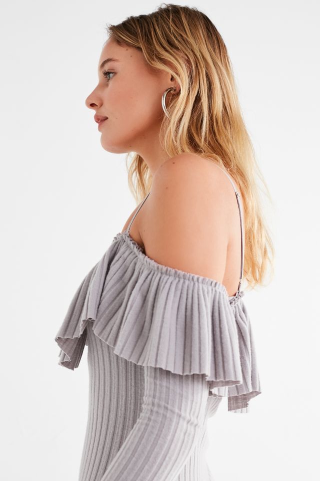 UO Leah Off-The-Shoulder Ruffle Bodycon Midi Dress #2