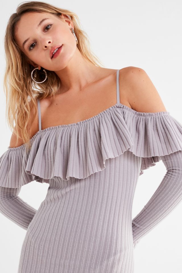 UO Leah Off-The-Shoulder Ruffle Bodycon Midi Dress #3