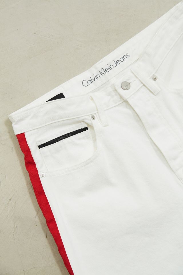 Jeans droit blanc à bande rouge Calvin Klein #1