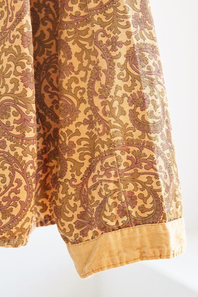 Vintage Burgundy Hatch Print Silky Pajama Top #2