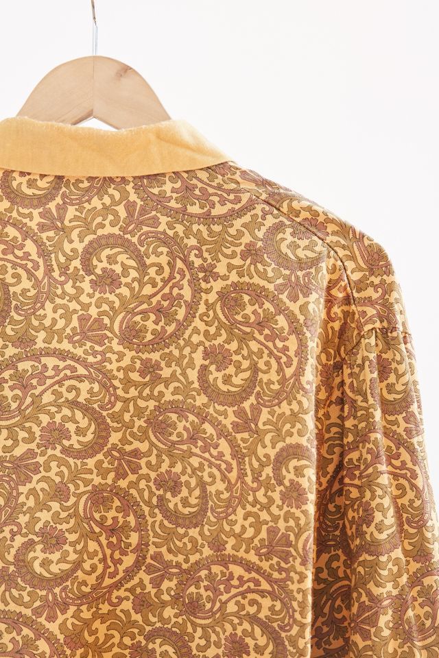 Vintage Burgundy Hatch Print Silky Pajama Top #3