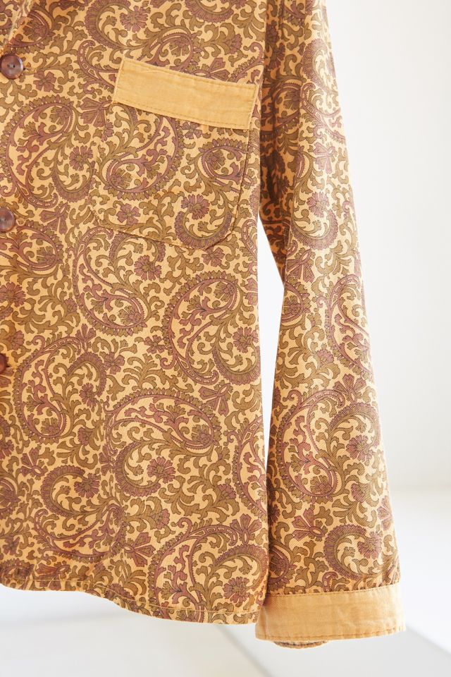 Vintage Burgundy Hatch Print Silky Pajama Top #4