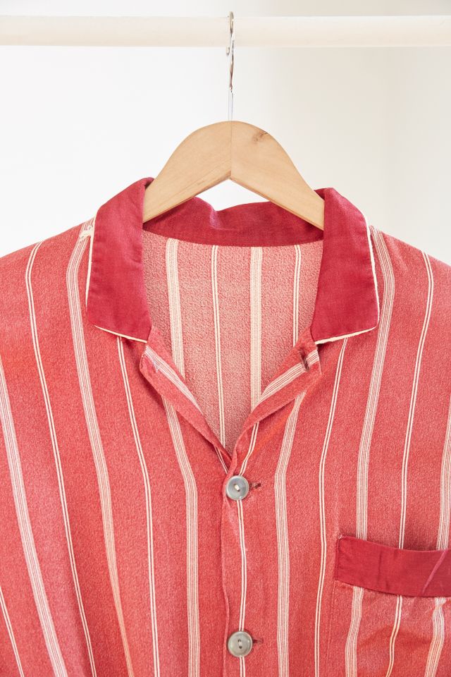 Vintage Red Stripe Silky Pajama Top #1