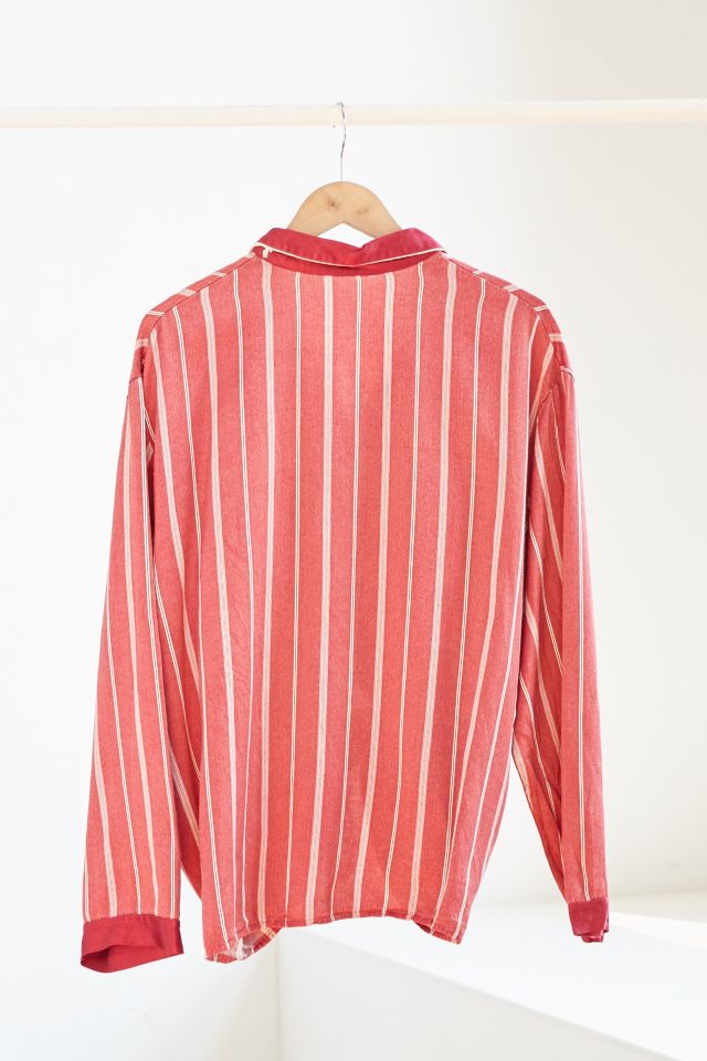 Vintage Red Stripe Silky Pajama Top #3
