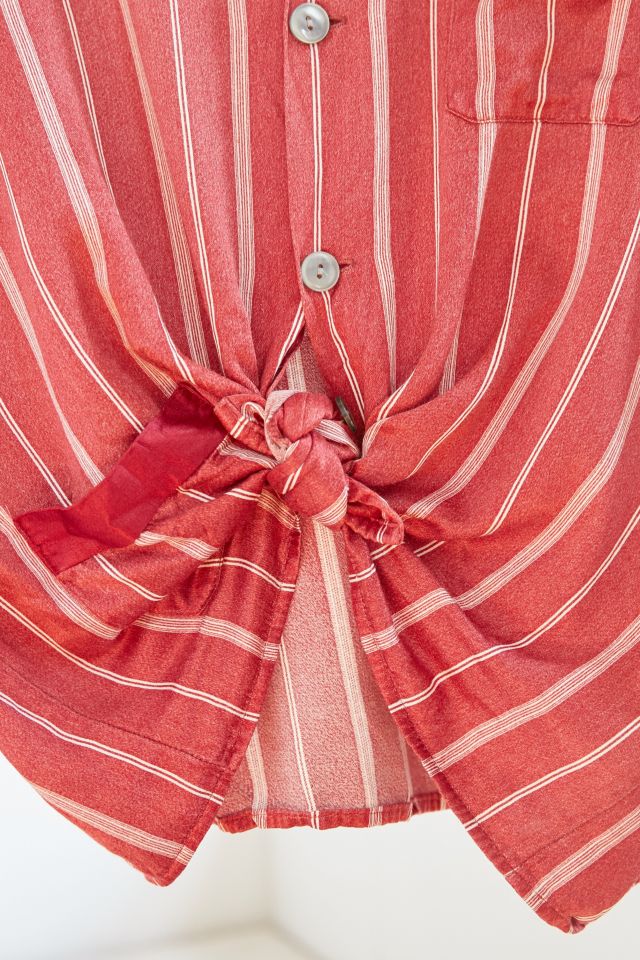 Vintage Red Stripe Silky Pajama Top #4