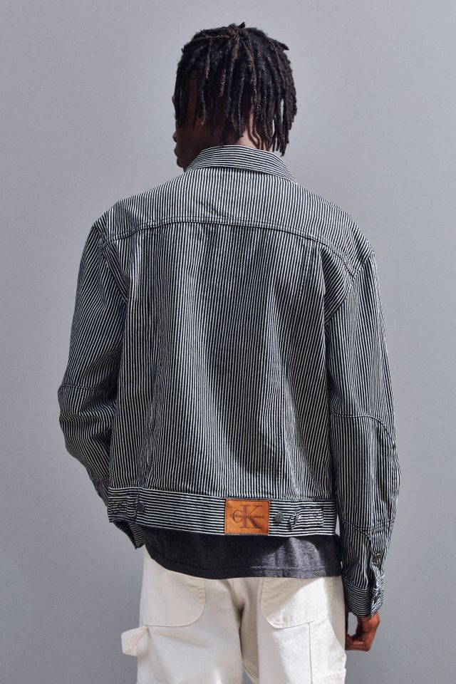 Calvin klein archive stripe denim trucker on sale jacket