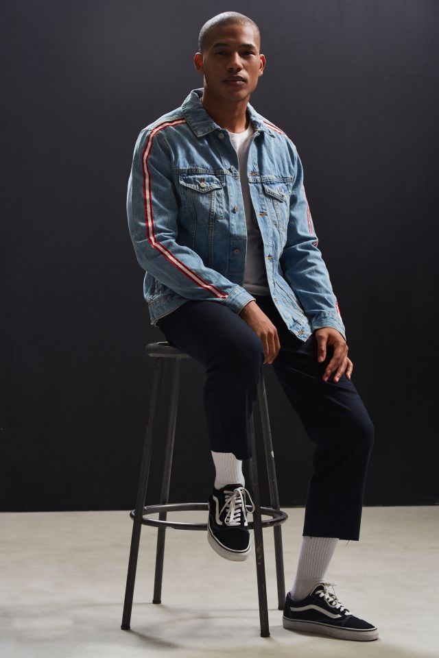 Blouson de camionneur en denim à deux tons avec rayures sur les côtés BDG #5