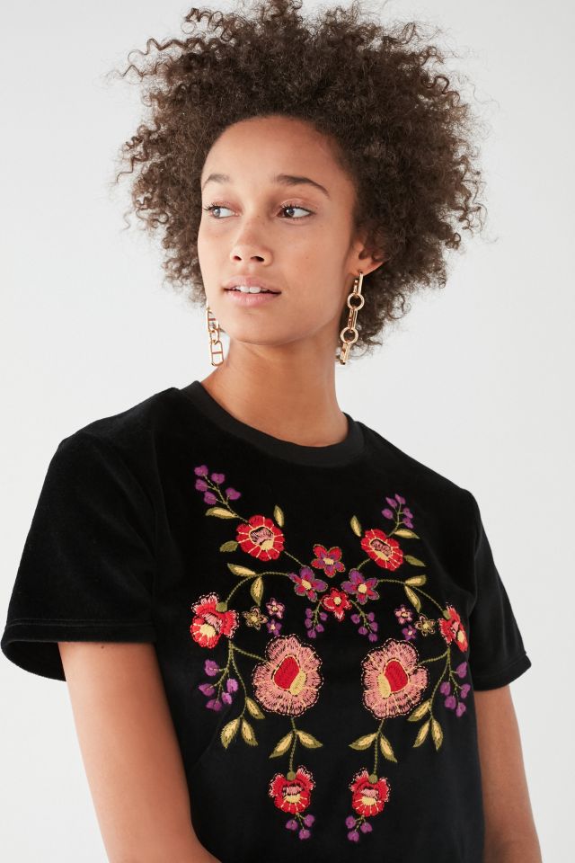 UO Embroidered Velvet Tee #2