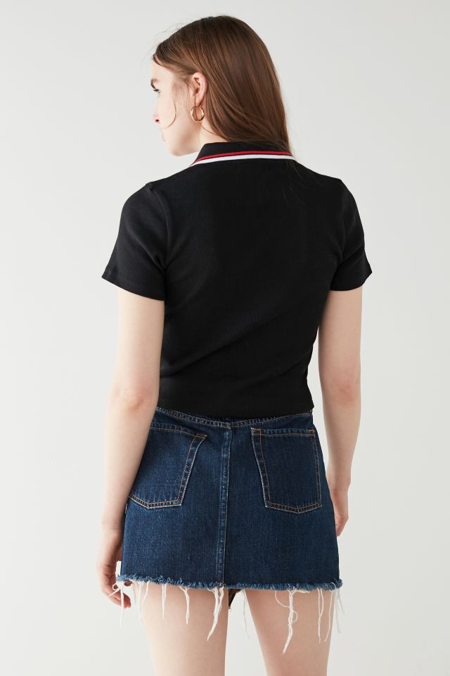 UO Tipped Half-Zip Cropped Polo Shirt #1