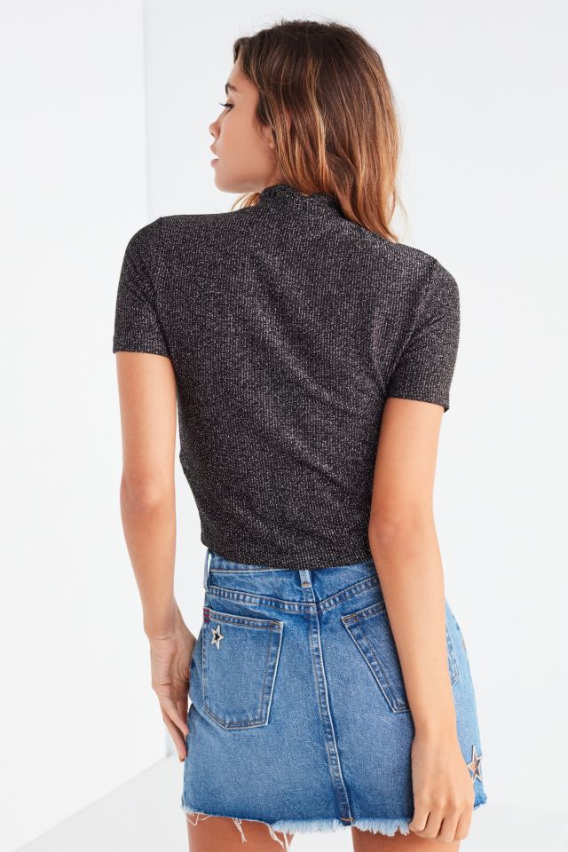 UO Shimmer Mock-Neck Zip Top #4