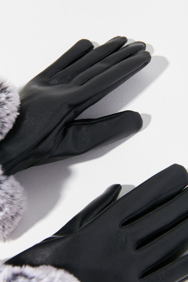 Vegan Leather Faux Fur Trim Glove #1