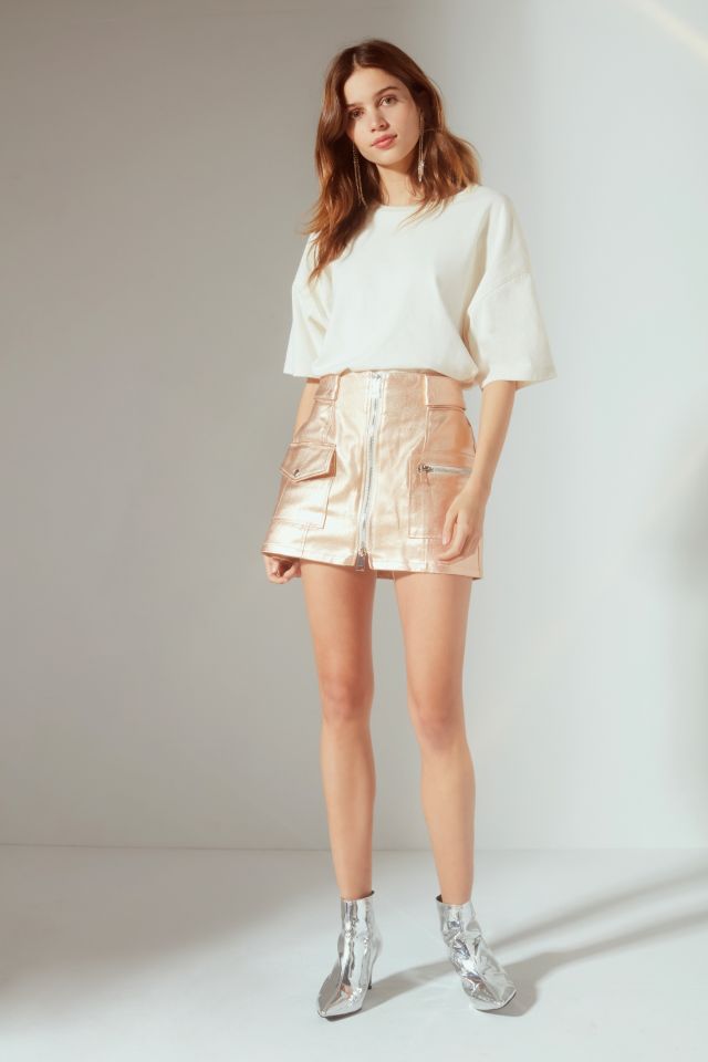 UO Parker Metallic Zipper Mini Skirt #4